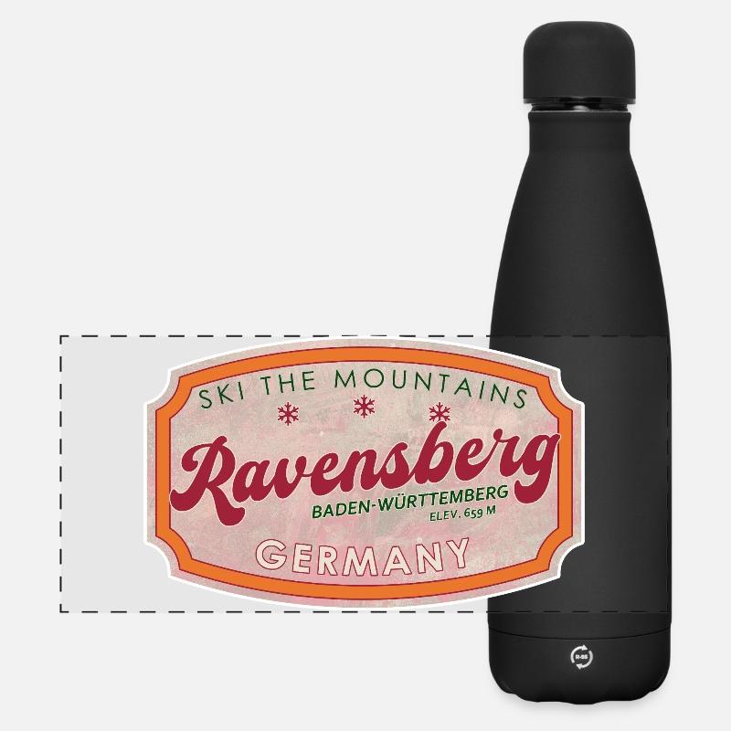 Ravensberg Alpine Ski Vintage Badge - Matte Panoramic Thermal Bottle 500 ml - black