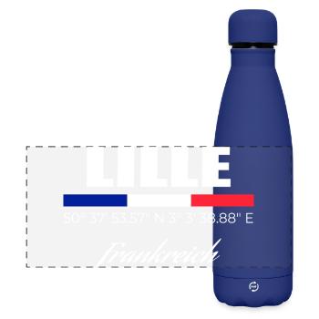 Lille - Matte Panorama Isolierflasche 500 ml - Dunkelblau  - Vorne