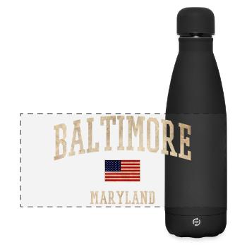Baltimore Vintage Flag Style - Matte Panoramic Thermal Bottle 500 ml - black - Front