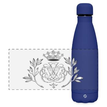 Bach seal, monogram, coat of arms, insignia - silver - Matte Panoramic Thermal Bottle 500 ml - dark blue  - Front
