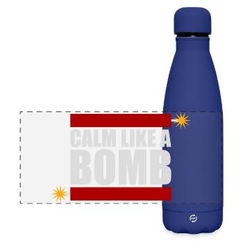 Calme comme une bombe Paradoxe Ironie Humour Blague explosive - Gourde isotherme panoramique mate 500 ml - bleu foncé  - Devant