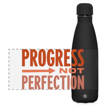 Progress Not Perfection Fortschritt zählt - Matte Panorama Isolierflasche 500 ml - Schwarz - Vorne