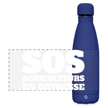 agriculteur, agriculture, tracteur, paysan - Gourde isotherme panoramique mate 500 ml - bleu foncé  - Devant