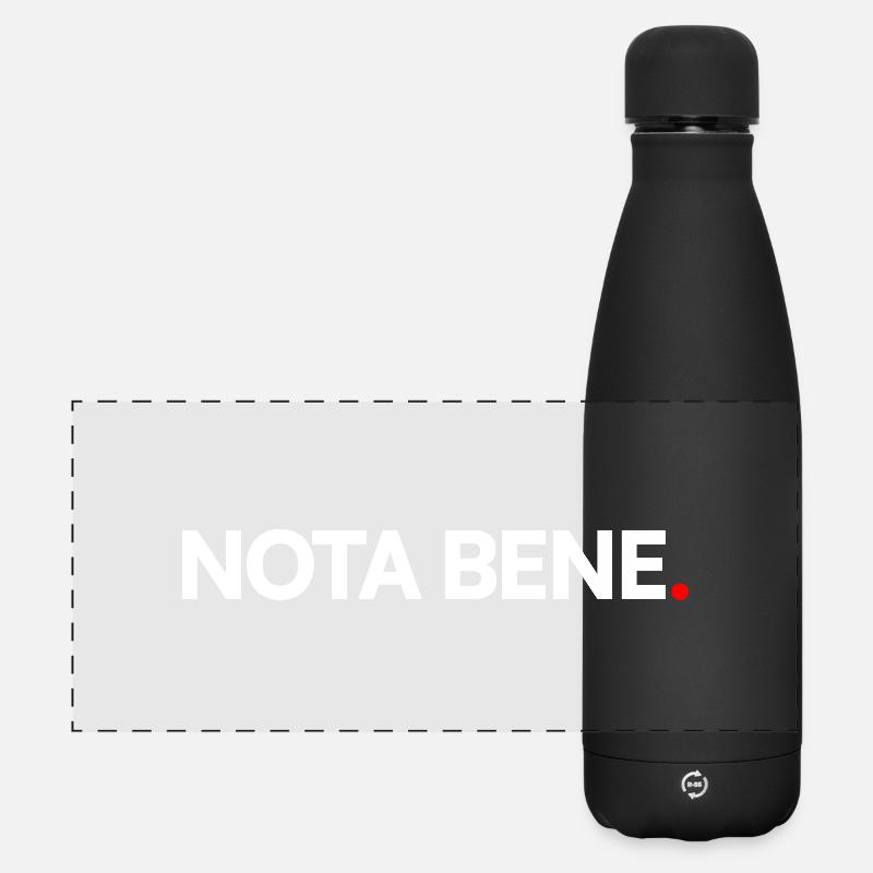 NOTE BENE | Minimalistischer humoristischer Ausdruck - Matte Panorama Isolierflasche 500 ml - Schwarz