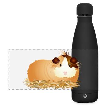 Cochon d’Inde mignon allongé confortablement dans la paille - Gourde isotherme panoramique mate 500 ml - noir - Devant