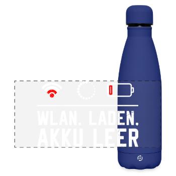 Codeur WiFi. CHARGEMENT. BATTERIE VIDE DRÔLE - Gourde isotherme panoramique mate 500 ml - bleu foncé  - Devant
