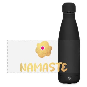 Namaste Yoga Blume Gold Meditation vibes om - Matte Panorama Isolierflasche 500 ml - Schwarz - Vorne