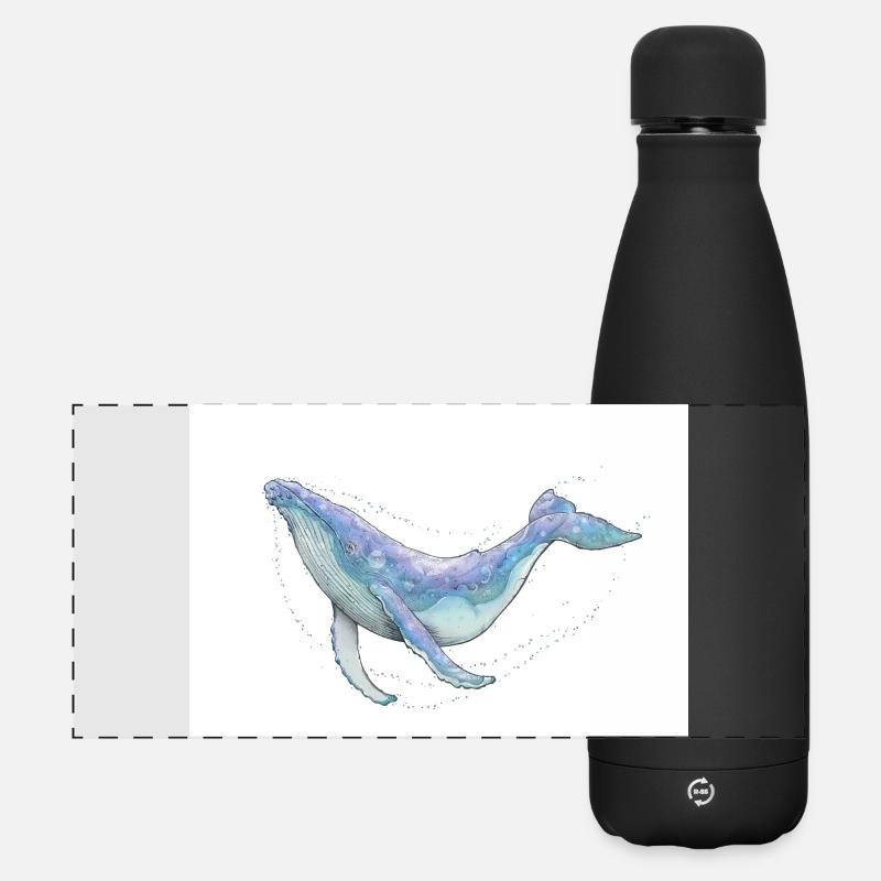 Humpback whale - Matte Panoramic Thermal Bottle 500 ml - black