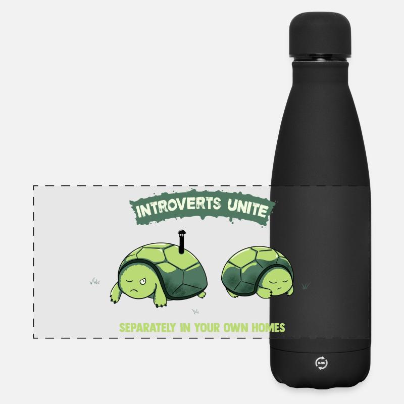 Introverts Unite Turtles - Matte Panoramic Thermal Bottle 500 ml - black