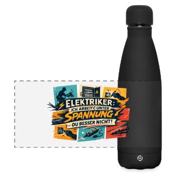 Under Voltage Electrician Saying - Matte Panoramic Thermal Bottle 500 ml - black - Front