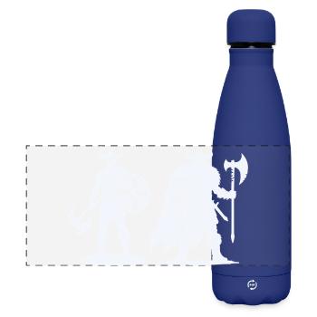 Viking Duo: Shield & Hatchet in the Shadows - Matte Panoramic Thermal Bottle 500 ml - dark blue  - Front