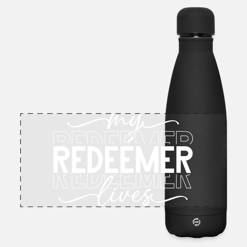 My Redeemer lives bogstaver - Mat panoramisk termoflaske 500 ml - sort
