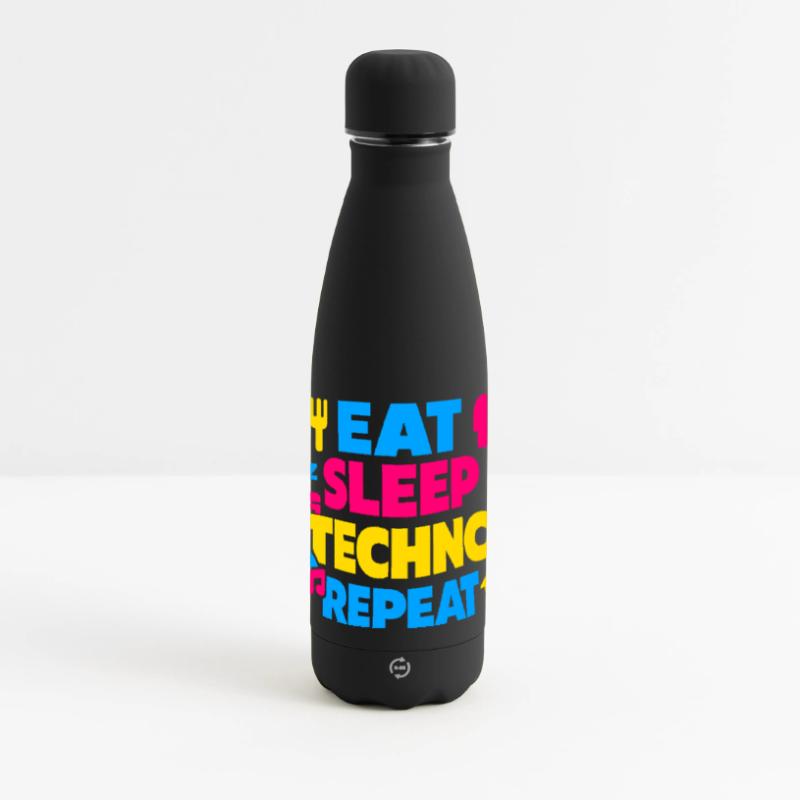 Eat Sleep Techno Repeat Farbexplosion Matte Panorama Isolierflasche 500 ml