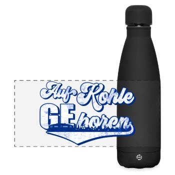Auf Kohle geboren | Gelsenkirchen Ruhrpott - Matte Panorama Isolierflasche 500 ml - Schwarz - Vorne