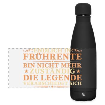 Endlich in Frührente - Legende verabschiedet sich - Matte Panorama Isolierflasche 500 ml - Schwarz - Vorne