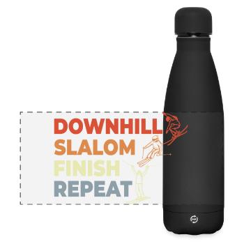 Skifahren - Matte Panorama Isolierflasche 500 ml - Schwarz - Vorne