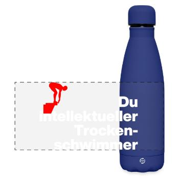 DU INTELLIGENTEER TROCKENSCHWIMMER. SARKASMUS - Matte Panorama Isolierflasche 500 ml - Dunkelblau  - Vorne