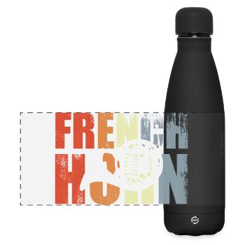 Vintage French Horn - Matte Panoramic Thermal Bottle 500 ml - black - Front