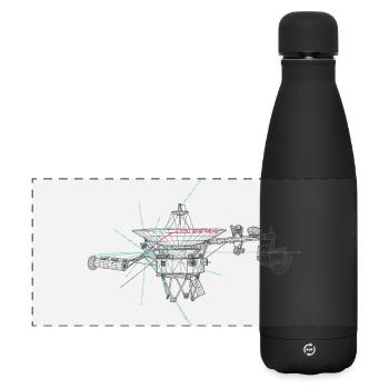 Voyager Pulsarkarte Goldene Schallplatte Raumsonde - Matte Panorama Isolierflasche 500 ml - Schwarz - Vorne