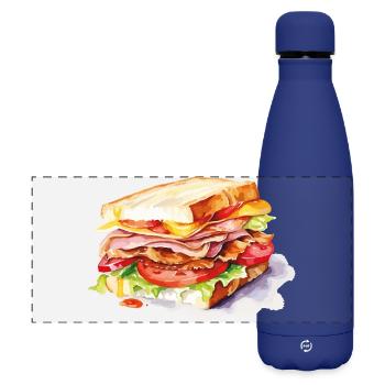 Sandwich Illustration - Gourde isotherme panoramique mate 500 ml - bleu foncé  - Devant