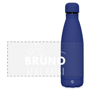 Bruno geht Gassi Namensshirt Hundepfote Hundeleine - Matte Panorama Isolierflasche 500 ml - Dunkelblau  - Vorne