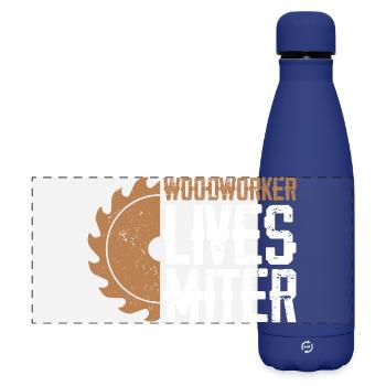 Holzhandwerker Lebens-Motiv Miter Matters - Matte Panorama Isolierflasche 500 ml - Dunkelblau  - Vorne