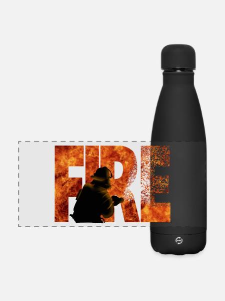Feuerwehr - Matte Panorama Isolierflasche 500 ml - Schwarz