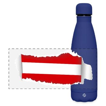 Cracked Austria Flag - Matte Panoramic Thermal Bottle 500 ml - dark blue  - Front