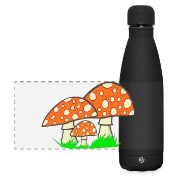 naturgrafik, Fliegenpilze, tolle Waldmotive - Matte Panorama Isolierflasche 500 ml - Schwarz - Vorne