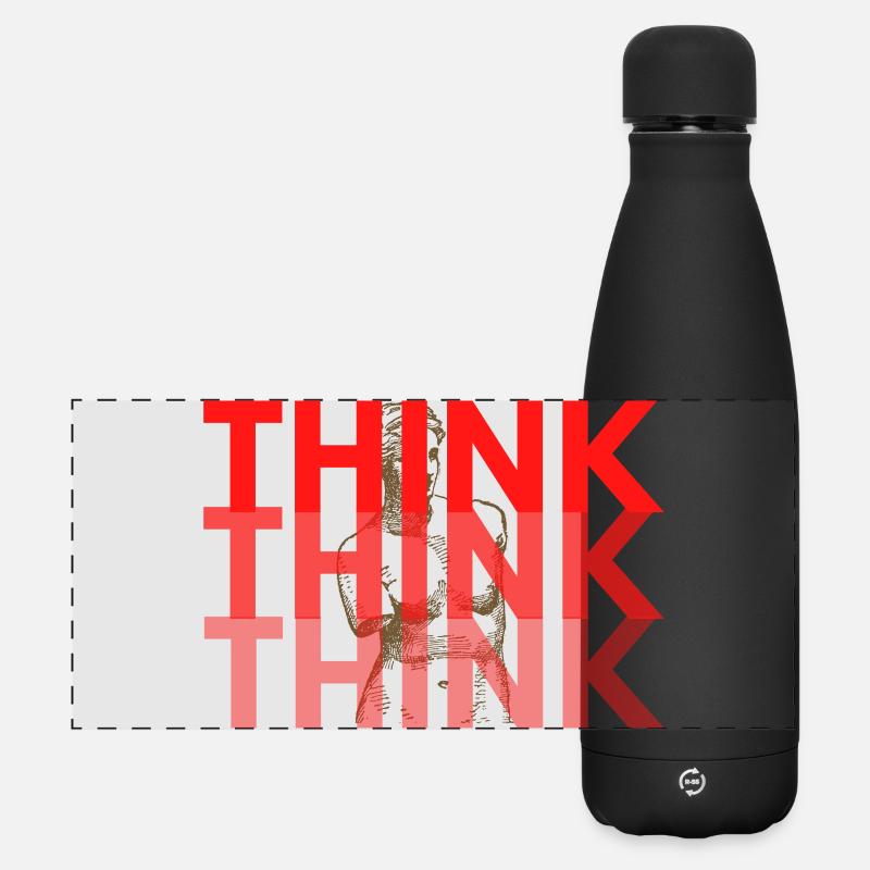Typographie Superposée Red Think - Gourde isotherme panoramique mate 500 ml - noir