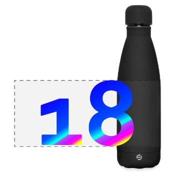 verschenken, 18 blauton mit Farbverlauf - Matte Panorama Isolierflasche 500 ml - Schwarz - Vorne