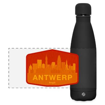Orange chaud de la Skyline d’Anvers - Gourde isotherme panoramique mate 500 ml - noir - Devant