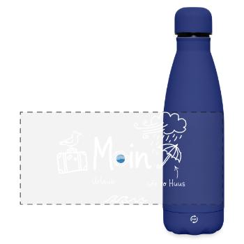 MOIN Urlaub Schietwetter Küste - Matte Panorama Isolierflasche 500 ml - Dunkelblau  - Vorne