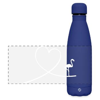 Flamingo Herz Liebe Wasservogel Romantik Zuneigung - Matte Panorama Isolierflasche 500 ml - Dunkelblau  - Vorne