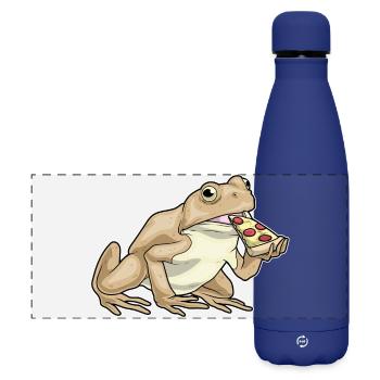 Frosch Pizza - Matte Panorama Isolierflasche 500 ml - Dunkelblau  - Vorne