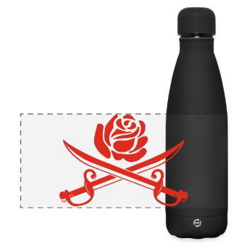Rose rouge et épées croisées - Gourde isotherme panoramique mate 500 ml - noir - Devant