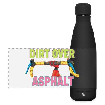 Dirt Over Asphalt Gravel Bike Pop Art - Matte Panorama Isolierflasche 500 ml - Schwarz - Vorne