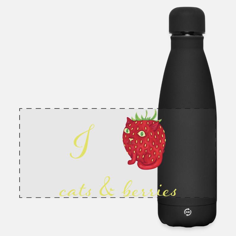 Who doesn't like cats and berries? - Matte Panoramic Thermal Bottle 500 ml - black