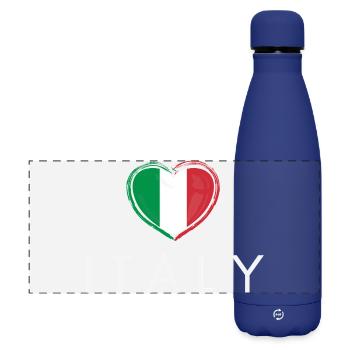Herz mit italienischer Flagge, italienischer Stolz - Matte Panorama Isolierflasche 500 ml - Dunkelblau  - Vorne