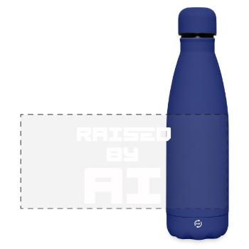 RAISED BY AI - Matte Panoramic Thermal Bottle 500 ml - dark blue  - Front
