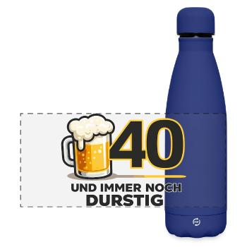 40. Geburtstag: Durstiger Humor - Matte Panorama Isolierflasche 500 ml - Dunkelblau  - Vorne