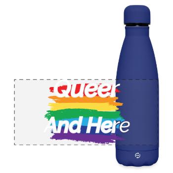 Fierté queer : design arc-en-ciel - Gourde isotherme panoramique mate 500 ml - bleu foncé  - Devant