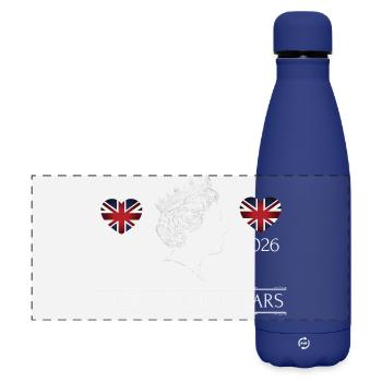 Queen's 100th birthday in 2026 - Matte Panoramic Thermal Bottle 500 ml - dark blue  - Front
