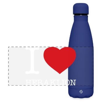 I love Heraklion Crete - Matte Panorama Isolierflasche 500 ml - Dunkelblau  - Vorne