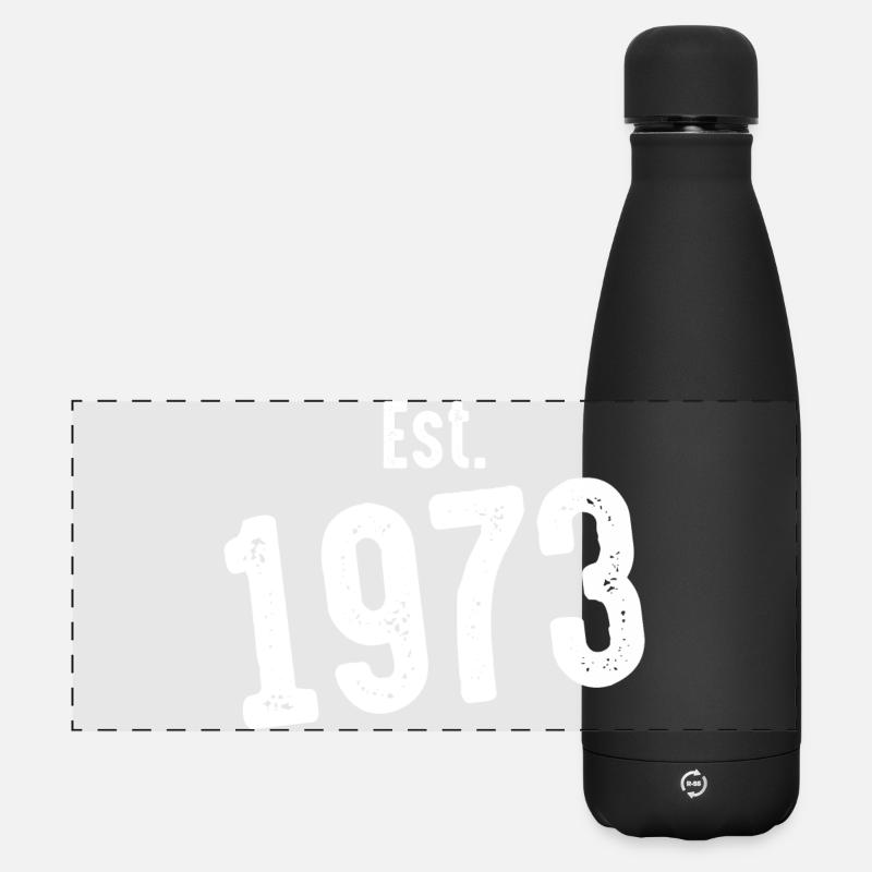 Est 1973 Vintage Distress - Matte Panorama Isolierflasche 500 ml - Schwarz