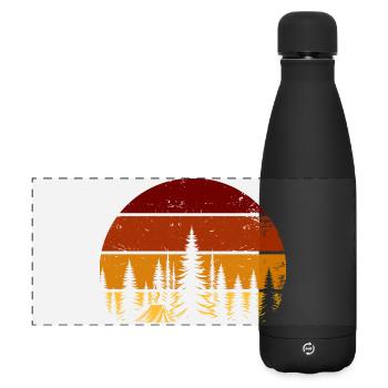 Coucher de soleil rétro dans la forêt – Ambiance camping - Gourde isotherme panoramique mate 500 ml - noir - Devant