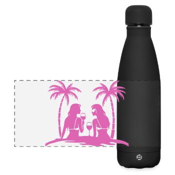 Sunset on the beach with women - Matte Panoramic Thermal Bottle 500 ml - black - Front