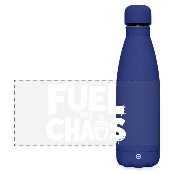 Fuel the Chaos Kaffee Spruch für Rebellen - Matte Panorama Isolierflasche 500 ml - Dunkelblau  - Vorne