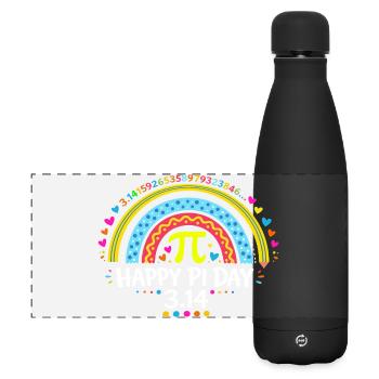 Happy Pi Day Rainbow - Cadeau Prof de Maths & Écol - Gourde isotherme panoramique mate 500 ml - noir - Devant