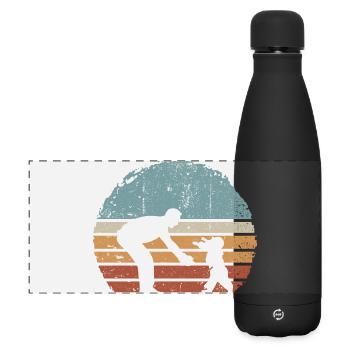Sonnenuntergang Eltern- und Kind-Silhouette - Matte Panorama Isolierflasche 500 ml - Schwarz - Vorne